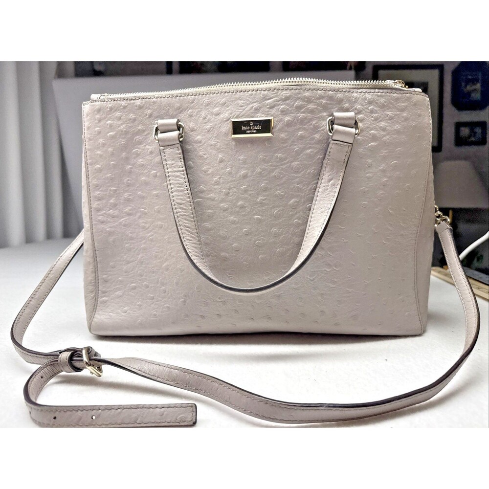 Kate Spade Bristol Drive Loden Ostrich Embossed Leather Satchel Crossbody Bag